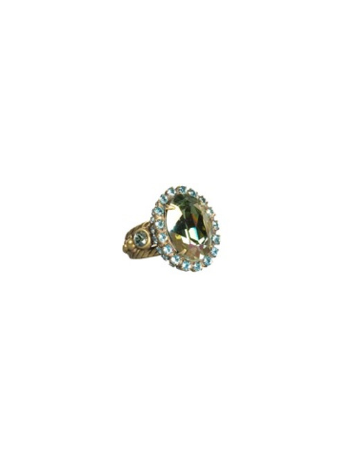 Sorrelli AQUA BUBBLES- Oval Crystal Cocktail Ring~ RBT77AGAQB | Adares Boutique