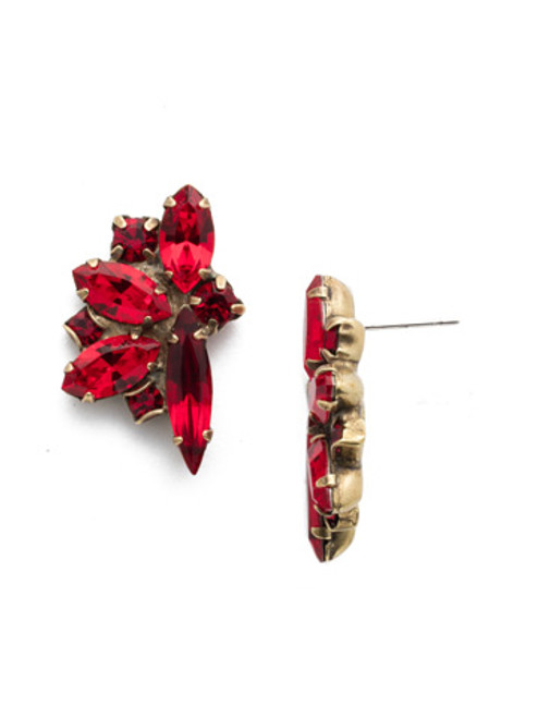 ~ Sorrelli Sansa Red  Crystal Fanned Navette  Earrings~ECZ21AGSNR | Adares Boutique