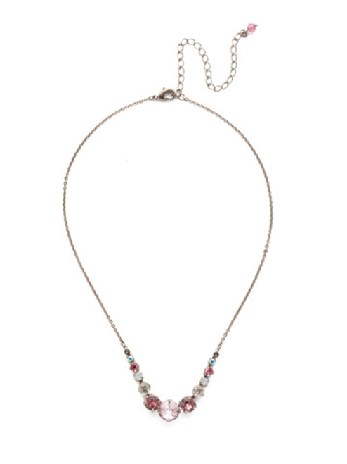 Sorrelli Misty Pink Delicate Round Crystal Necklace~NCQ14ASMP | Adares Boutique