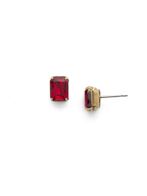 Sorrelli GAME OF JEWEL TONES- Mini Emerald Cut Stud Earrings ~ EBY42AGGOT | Adare's Boutique