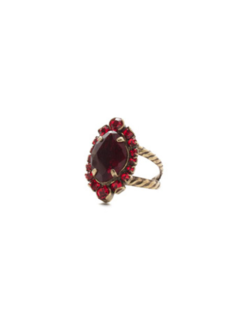 Sorrelli Sansa Red  Crystal Eustoma Cocktail Ring~RDS44AGSNR | Adares Boutique