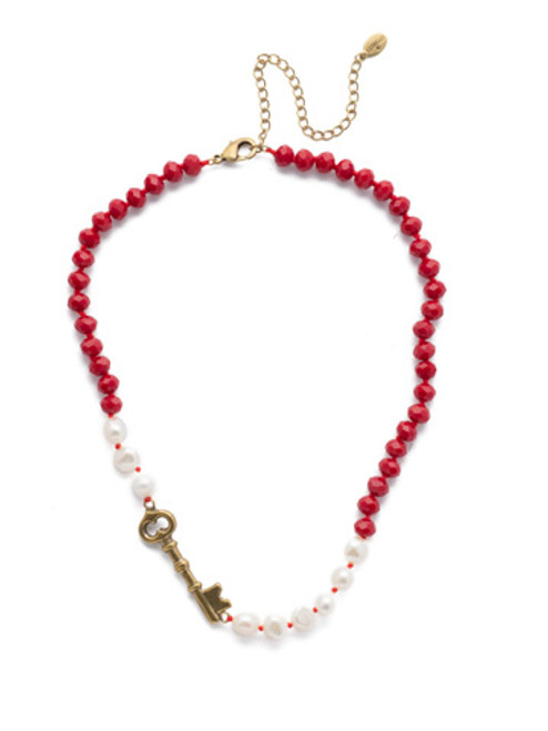 Sorrelli Sansa Red  Crystal Necklace ~NEF8AGSNR | Adares Boutique