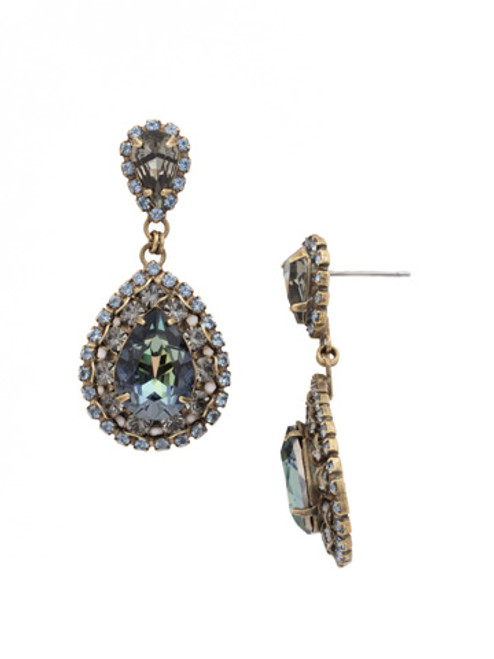 SORRELLI CRYSTAL PATINA OVAL ENCRUSTED CRYSTAL DANGLE EARRINGS~ECW47AGCRP | Adares Boutique