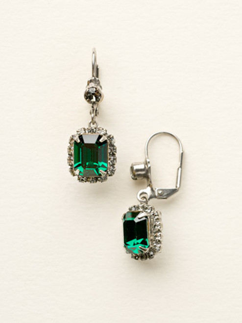 Sorrelli- Viridescence Medium Emerald Cut Drop Dangle Earrings- EBU42ASVR | Adares Boutique