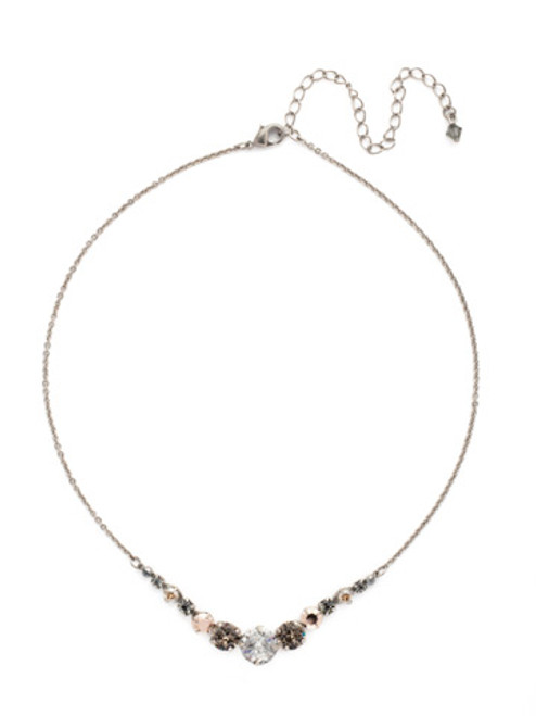 Sorrelli Gold Vermeil Crystal Delicate Round Tennis Necklace- NCQ14ASGV | Adares Boutique