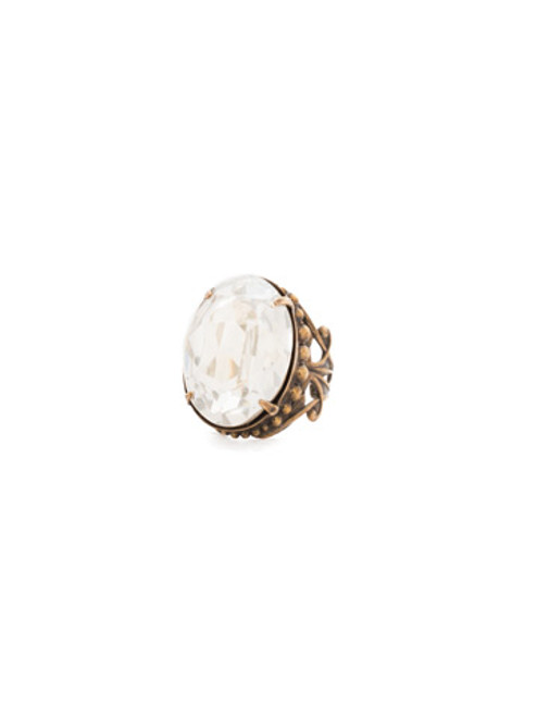 Sorrelli Afterglow-Oval Cut Crystal Cocktail Ring ~ RCR20AGAFG | Adares Boutique