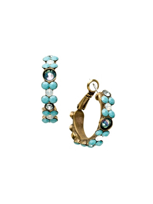 Sorrelli Azure Allure- Floral Hoop Hoop Earrings~ EBP15AGAZ | Adares Boutique