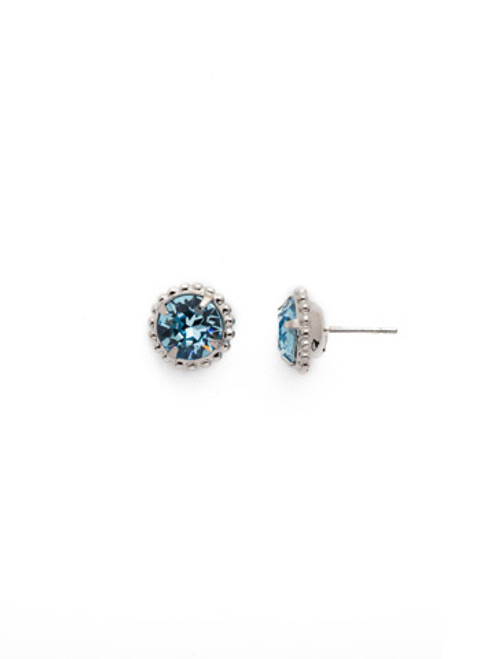 Sorrelli Essentials AQUAMARINE- Simplicity Crystal Stud Earrings~ EBY38RHAQU | Adares Boutique