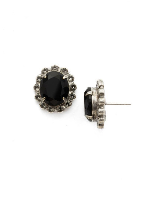 Sorrelli BLACK ONYX- Crystal Encrusted Oval Post Earrings~ ECY5ASBON | Adares Boutique
