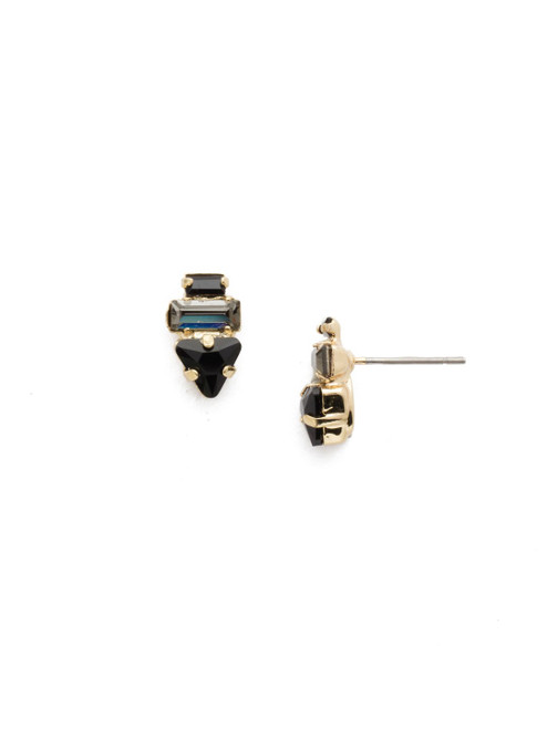 Sorrelli JET- Triple Stack Stud Earrings~ EDN104BGJET