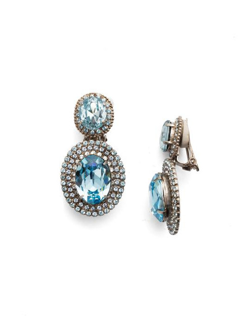 Sorrelli AQUAMARINE - Crystal High Charm Dangle Clip On Earrings~ ESP30CASAQU | Adare's Boutique