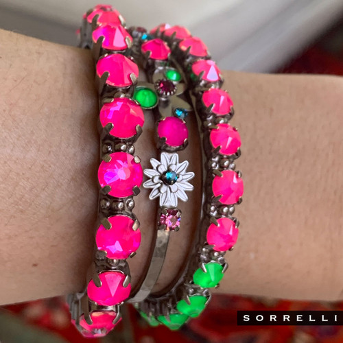 Sorrelli WILD WATERMELON- Riveting Romance Crystal Cuff Bracelet ~BCL23ASWDW  ( SHOWN PAIRED WITH BEV13ASWDW AND BEV23ASWDW)