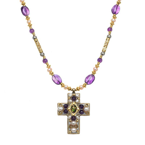 Michal Golan AMETHYST Cross Necklace~ N738 | Adare's Boutique