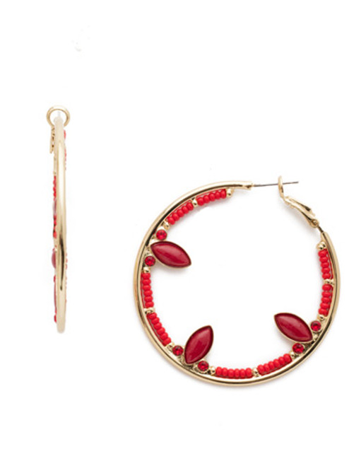 Sorrelli- RED CORAL ~ Crescent Hoop Earrings ~ EEH24BGRCO