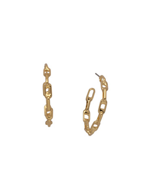 Sorrelli BARE METALLICS- Links Hoop Earrings ~ 4EFJ8BGMTL ( bright gold tone) 