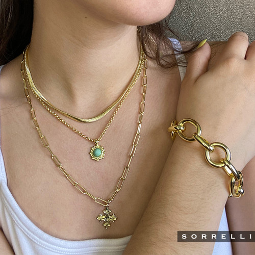 Sorrelli- TURQUOISE - Lorelei Layered Pendant Necklace ~ NFJ5BGTQ | Adare's Boutique