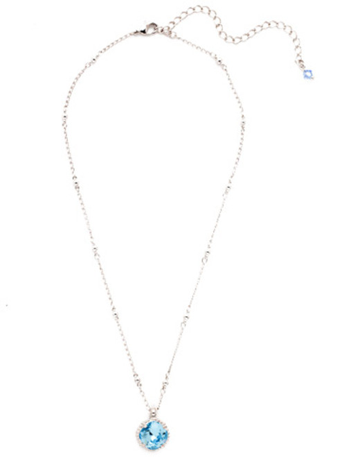 Sorrelli AQUAMARINE- Cushion-Cut Pendant Necklace ~ NDS50RHAQU | Adare's Boutique