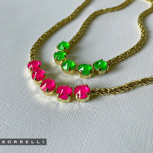 Sorrelli ELECTRIC PINK- Shannon Tennis Necklace ~ NFL1BGETP | Adare's Boutique