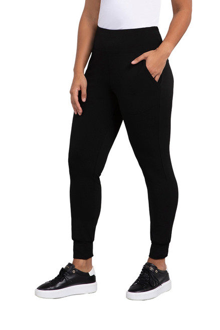 Jersey Fleece Back Jogger Leggings by Sympli- FB2701-Black-Front View|Adare's Boutique