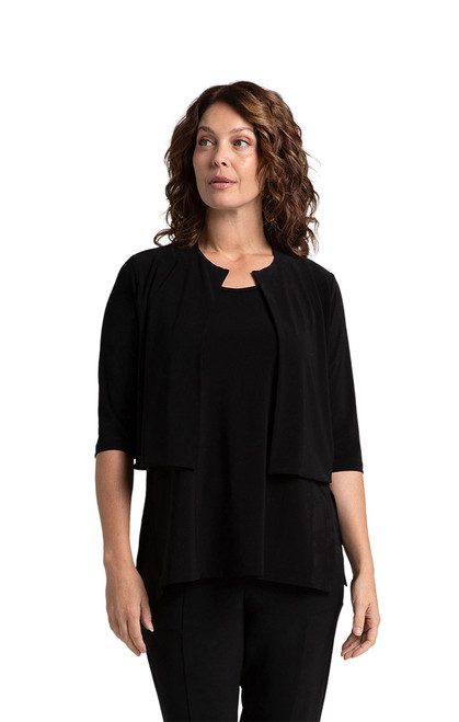 Classic Bolero Cardigan by Sympli-25156-Black-Front View|Adare's Boutique-PLUS SIZE