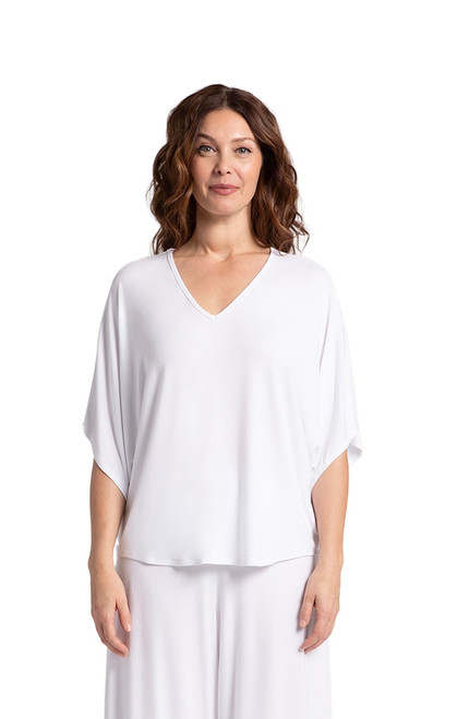 Bamboo V Neck Dolman Top by Sympli-T22274-White|Adare's Boutique