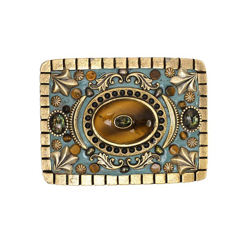 MICHAL GOLAN ~ Tiger's Eye and Abalone Belt Buckle ~ BB43 | Adare's Boutique