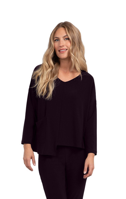 Etch V Neck Top by Sympli~ 22288-Currant-Front View|Adare's Boutique