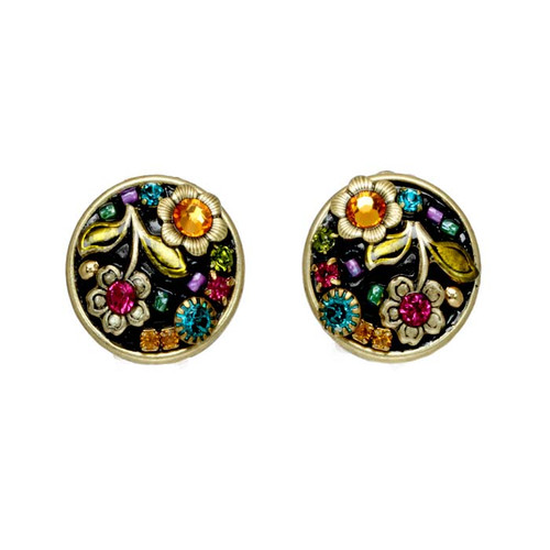 Michal Golan - MIDNIGHT GARDEN - Circle Post or Clip On Earrings ~ S5839 | Adare's Boutique
