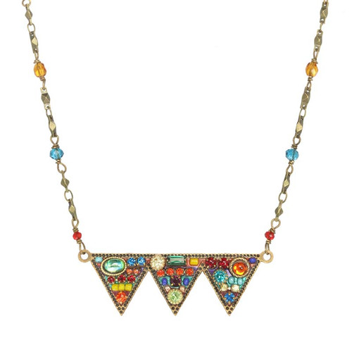  Michal Golan MULTI BRIGHT - Spiked Triangle Necklace ~ N3878 | Adare's Boutique