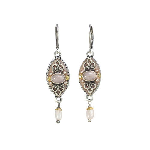 Michal Golan ROSE QUARTZ- Long Oval Earrings ~ S8487 | Adare's Boutique