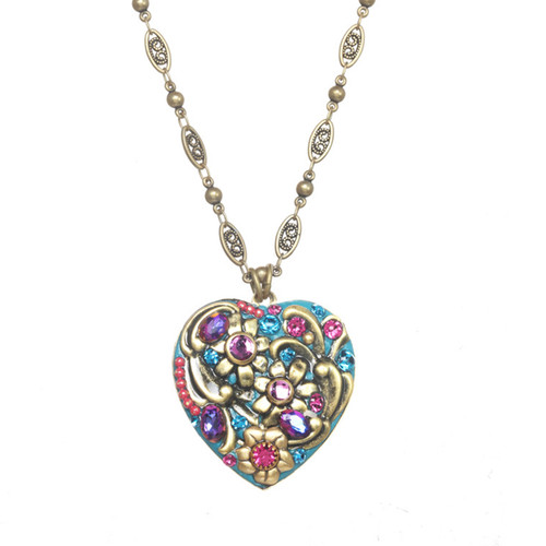 Michal Golan TEAL - Heart Necklace~ N4509 | Adare's Boutique