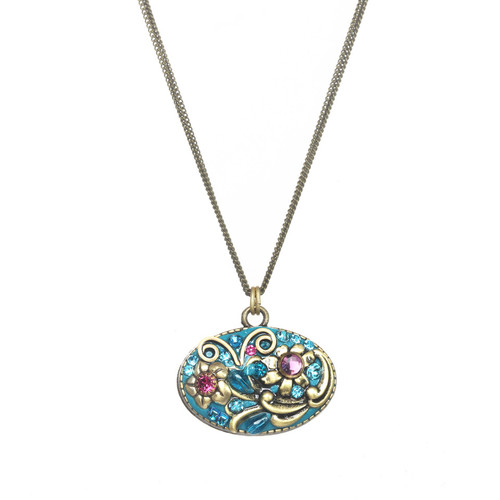 Michal Golan TEAL - Wide Oval Necklace~ N4513 | Adare's Boutique