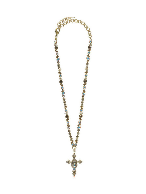 SORRELLI STARDUST- BOLD CRYSTAL CROSS NECKLACE ~ NBN22AGSDU | Adares Boutique