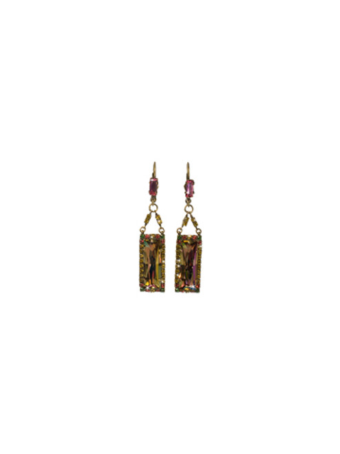 Sorrelli HIBISCUS- Modern Baguette Drop Earrings with Rhinestone Edging ~ECC55AGHIB
