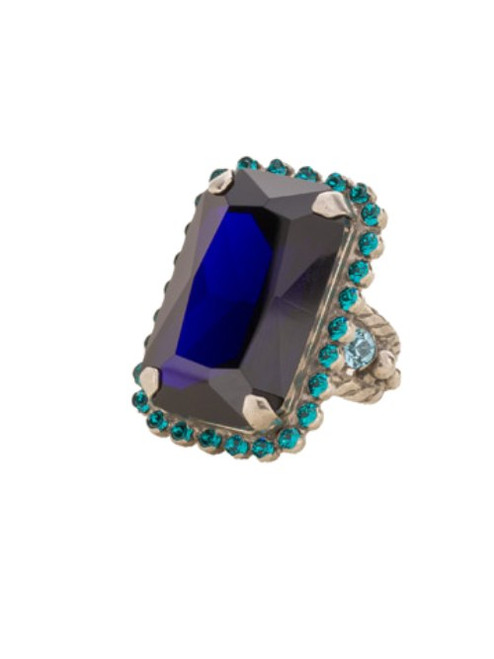 Sorrelli Electric Blue Luxurious Emerald-Cut Cocktail Ring~ RBT69ASEB | Adares Boutique