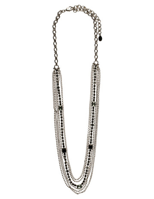 Sorrelli Midnight Moon- Elegant Multi-Strand Crystal and Chain Necklace~  NCF3GMMMO | Adares Boutique