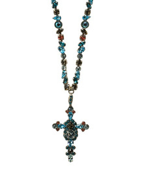 Sorrelli Sea Salt- Bold Crystal Cross Necklace ~ NBN22ASSES | Adares Boutique
