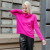 Twill Knit - Tipped Hem Sweater Top- By Clara Sunwoo (T92W7) -Hot Pink-Front View|Adare's Boutique
