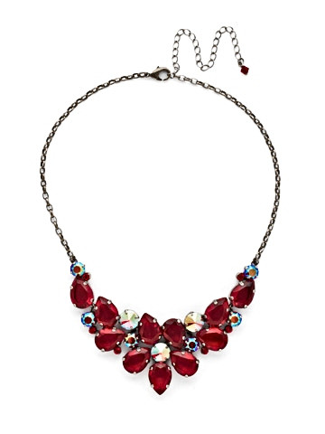 Sorrelli CRANBERRY ~ Dare To Pair Crystal Bib Necklace ~ NCP3ASCB