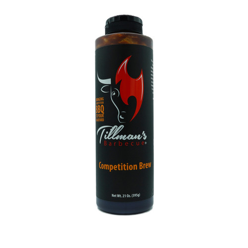 Tillman's Barbecue Competition Brew BBQ Sauce 21oz bottle front label, sweet and savory competition-style barbecue sauce