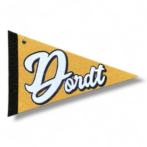 Dordt University Script Felt Pennant | Black & Gold Pint-Sized Ornament