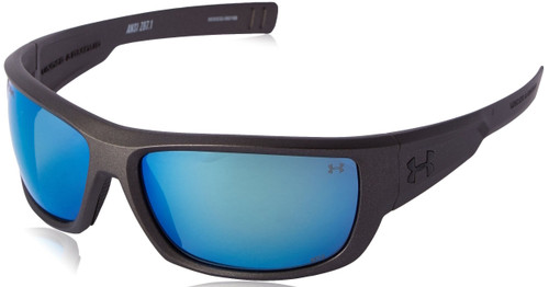 Under Armour Rumble Sunglasses Oval, Black/Blue Polarized Lens, 70 mm