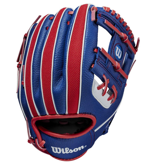 Wilson A200 Ez Catch Baseball Glove White/Blue/Red 10"