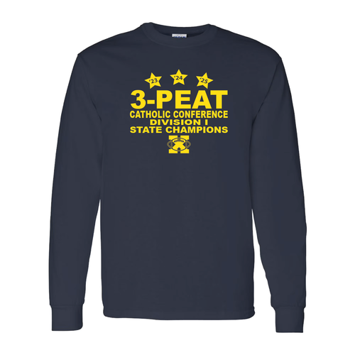 Xaverian HS 3-Peat Navy LS Heavy Cotton Tee
