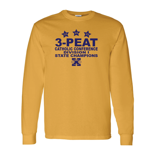 Xaverian HS 3-Peat Gold LS Heavy Cotton Tee