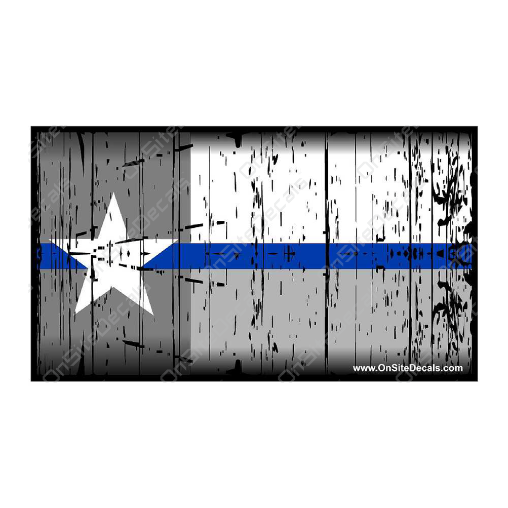 Blue Line Texas Flag Grayscale Decal