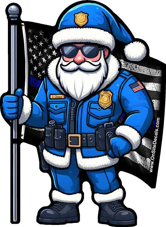 Blue Santa Decal
