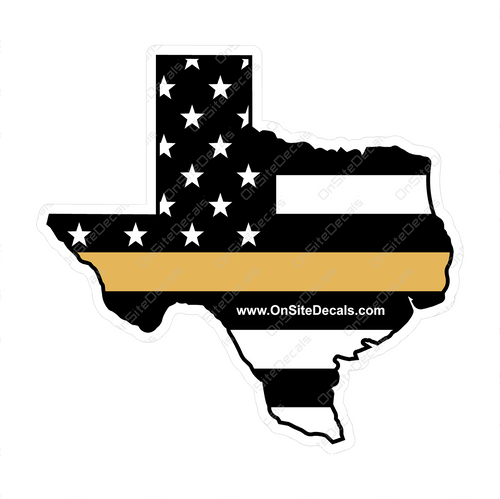 Gold Line American Flag Texas Decal