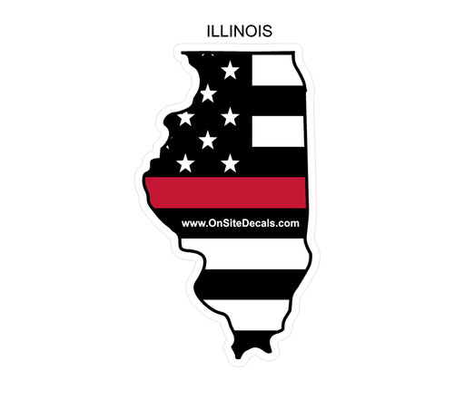 Red Line Reflective Illinois Decal