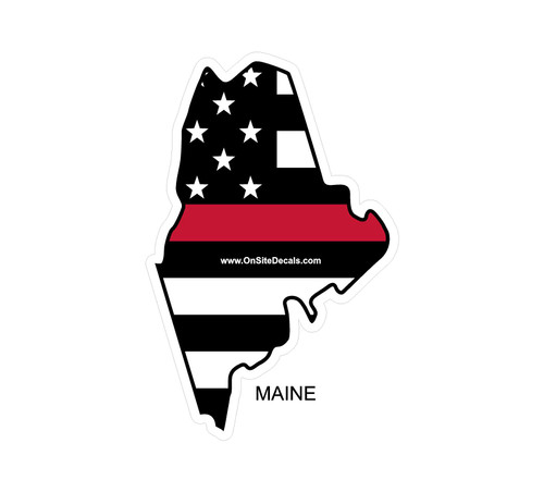 Red Line Reflective Maine Decal